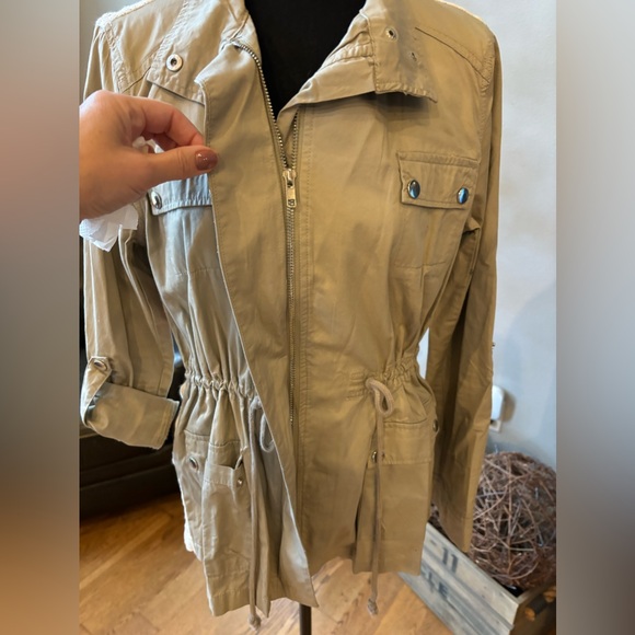 BLU PEPPER Womens Lg Utility Jacket Sinched Southwestern Sweater Back khaki - Picture 4 of 10